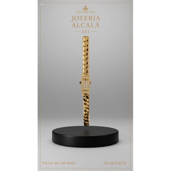 Cadena cubana de oro 18k 45 cm